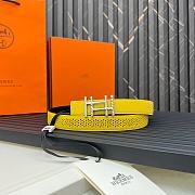 HERMES | Metal buckle Double-faced belt in Swift and Epsom Yellow - 6