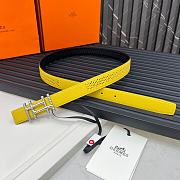 HERMES | Metal buckle Double-faced belt in Swift and Epsom Yellow - 4