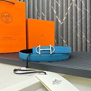 HERMES | Metal buckle Double-faced belt in Swift and Epsom Blue - 6