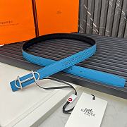 HERMES | Metal buckle Double-faced belt in Swift and Epsom Blue - 5