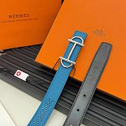 HERMES | Metal buckle Double-faced belt in Swift and Epsom Blue - 3