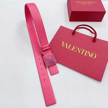 VALENTINO | Double-sided top layer cowhide belt 4cm pink