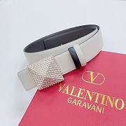 VALENTINO | Double-sided top layer cowhide belt 4cm white - 5