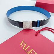 VALENTINO | Double-sided top layer cowhide belt 4cm black/blue - 5