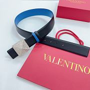 VALENTINO | Double-sided top layer cowhide belt 4cm black/blue - 3