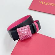 VALENTINO | Double-sided top layer cowhide belt 4cm black/pink - 5