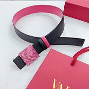 VALENTINO | Double-sided top layer cowhide belt 4cm black/pink - 2