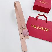 VALENTINO | Double-sided top layer cowhide belt 4cm nude - 1