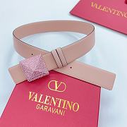 VALENTINO | Double-sided top layer cowhide belt 4cm nude - 6