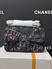 CHANEL | Black White Red Fabric Silver Small Mini Evening Shoulder Flap Bag - 1