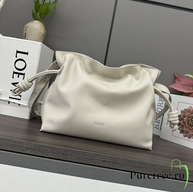 LOEWE | Medium Flamenco clutch in nappa calfskin white - 1