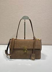 PRADA | Medium suede shoulder bag gold hardware cocoa brown - 1