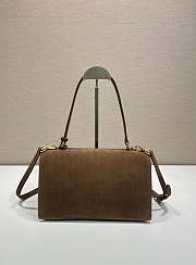 PRADA | Medium suede shoulder bag gold hardware cocoa brown - 4