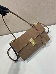 PRADA | Medium suede shoulder bag gold hardware cocoa brown - 3