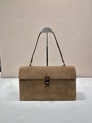 PRADA | Large suede shoulder bag gold hardware cocoa brown - 1