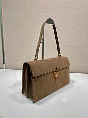 PRADA | Large suede shoulder bag gold hardware cocoa brown - 4