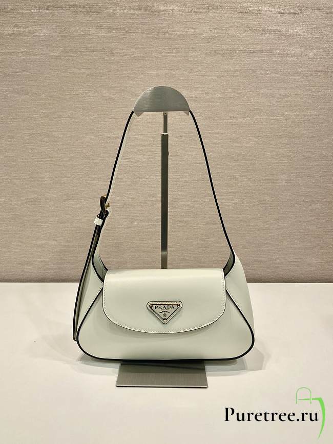 PRADA | Cleo Logo Plaque Shoulder Bag In White - 1