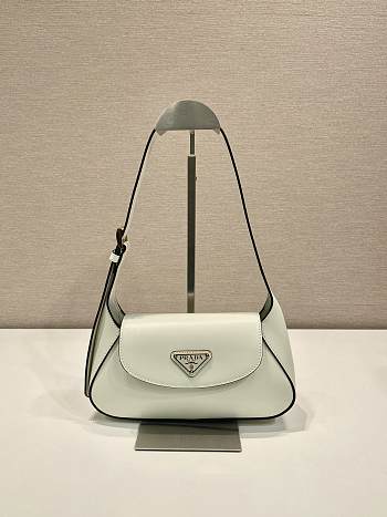 PRADA | Cleo Logo Plaque Shoulder Bag In White