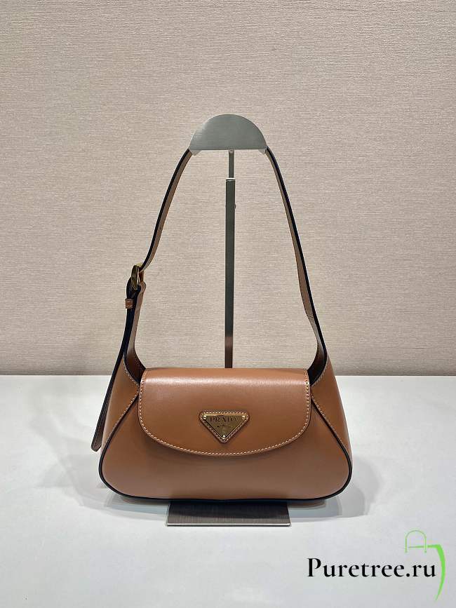 PRADA | Cleo Logo Plaque Shoulder Bag In Brown  - 1