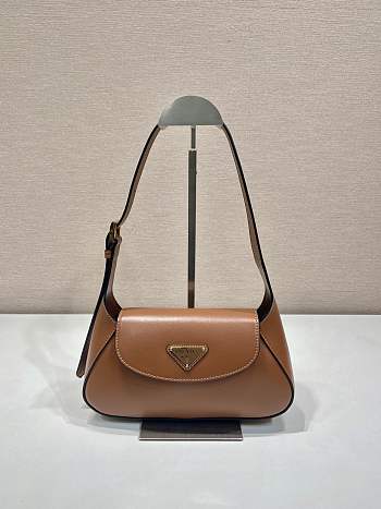 PRADA | Cleo Logo Plaque Shoulder Bag In Brown 