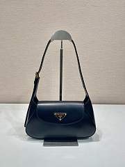 PRADA | Cleo Logo Plaque Shoulder Bag In Dark Blue - 1