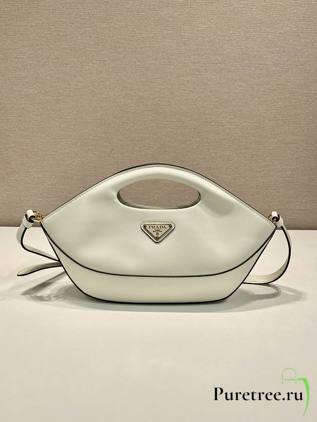 PRADA | Triangle-logo leather tote bag white - 1