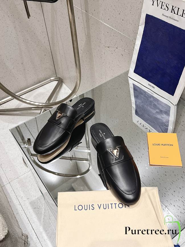 LOUIS VUITTON | Capri Open Black Loafers Lambskin - 1