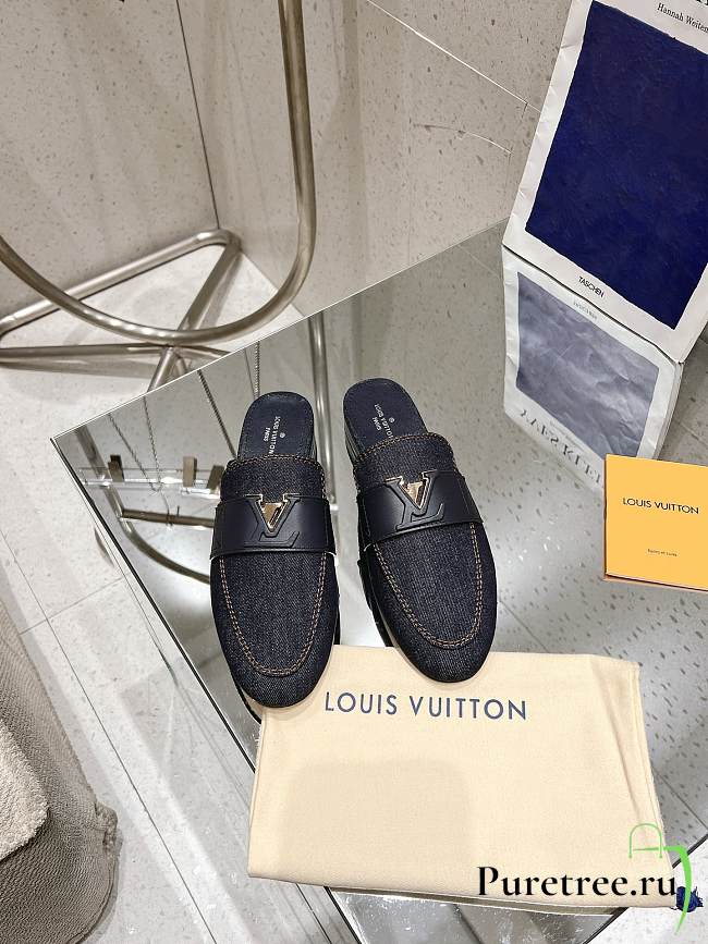 LOUIS VUITTON | Capri Open Denim Loafers - 1