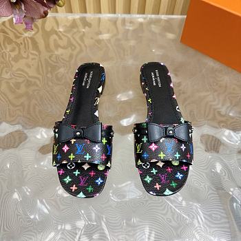 LV x TM 6AM Flat Mule Multicolored Black