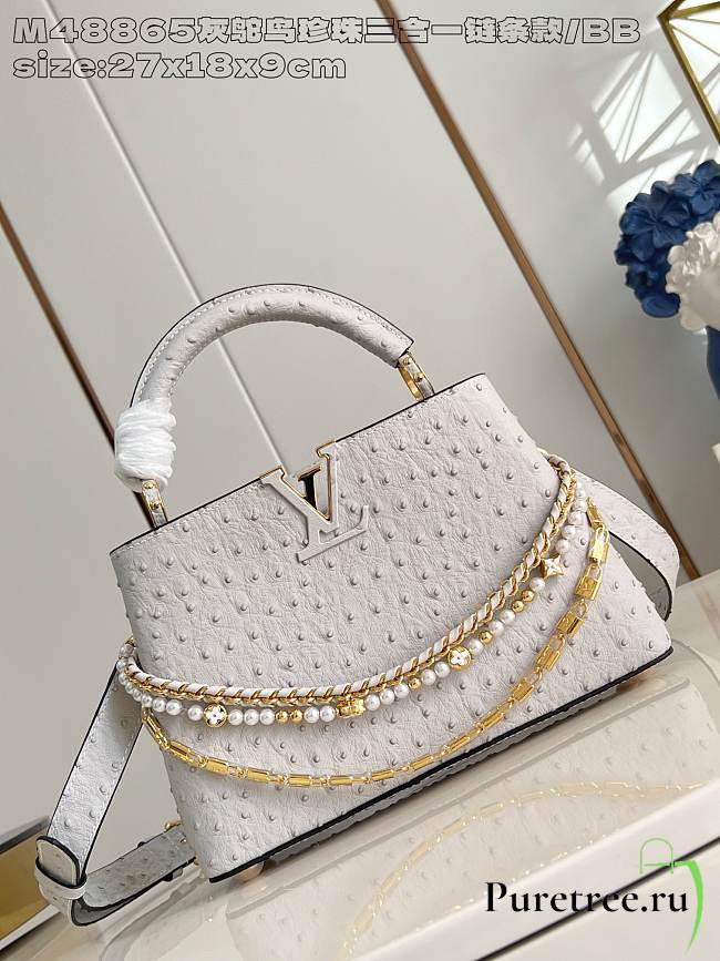 LOUIS VUITTON | Capucines BB Trilogy Taurillon In White - 1