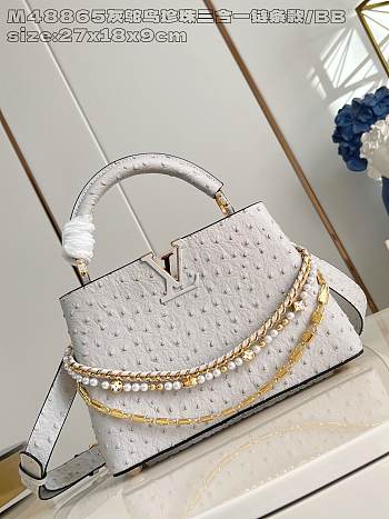 LOUIS VUITTON | Capucines BB Trilogy Taurillon In White