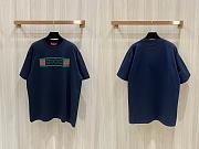 GUCCI | Ribbon flag print short sleeves t-shirt dark blue - 6