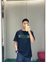 GUCCI | Ribbon flag print short sleeves t-shirt dark blue - 5