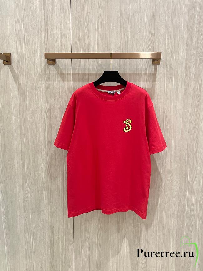 BURBERRY | Short Sleeves with Snake Embroidery T-Shirt In Red - 1