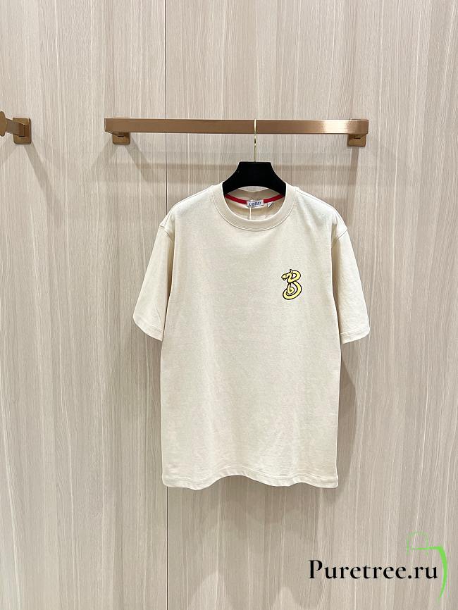 BURBERRY | Short Sleeves with Snake Embroidery T-Shirt In White - 1