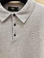 FENDI | Double F embossed knitted polo short sleeves gray - 5