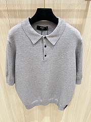 FENDI | Double F embossed knitted polo short sleeves gray - 2