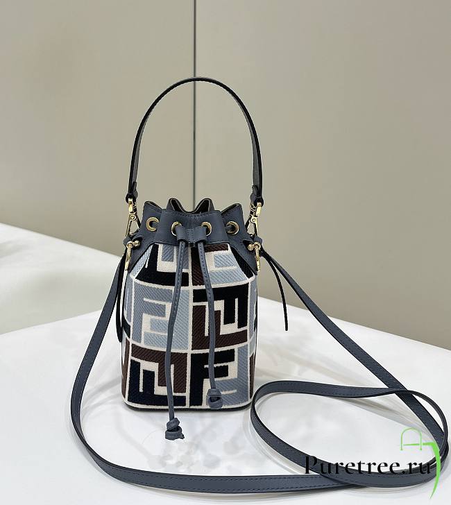 FENDI | Mon Tresor Minibag in velluto FF jacquard azzurro - 1