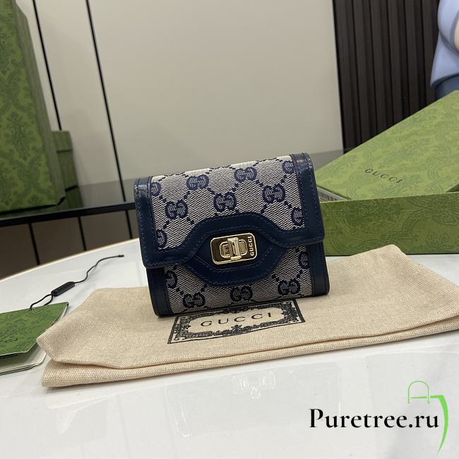 GUCCI | Luce continental wallet in blue and ebony canvas - 1