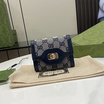 GUCCI | Luce continental wallet in blue and ebony canvas