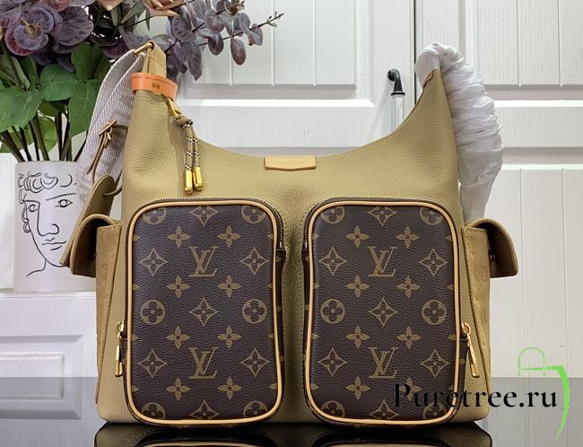 LOUIS VUITTON | Hobo Cargo Cowhide leather and Monogram coated canvas beige - 1