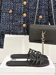 LOEWE | Petal Anagram slide in soft calfskin in black - 4