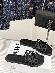 LOEWE | Petal Anagram slide in soft calfskin in black - 2