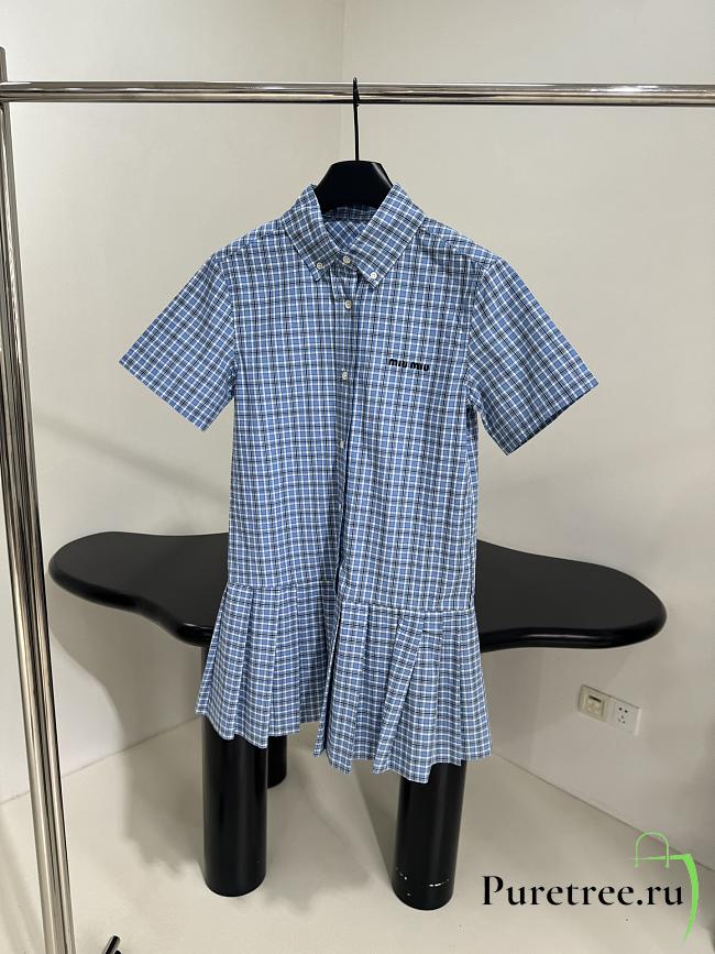 MIUMIU | New Plaid Polo Dress Blue - 1