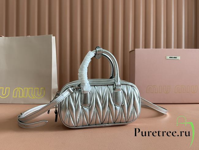 MIUMIU | Arcadie Matelassé Nappa Leather Crossbody Bag In Silver - 1
