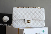 Chanel Grained Calfskin Flap Bag Gold Hardware White 25cm - 1