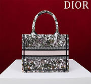 DIOR | Small Dior Book Tote White Multicolor D-Floral Embroidery - 4