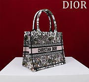 DIOR | Small Dior Book Tote White Multicolor D-Floral Embroidery - 3