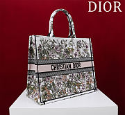 DIOR | Large Dior Book Tote White Multicolor D-Floral Embroidery - 5