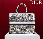 DIOR | Large Dior Book Tote White Multicolor D-Floral Embroidery - 6